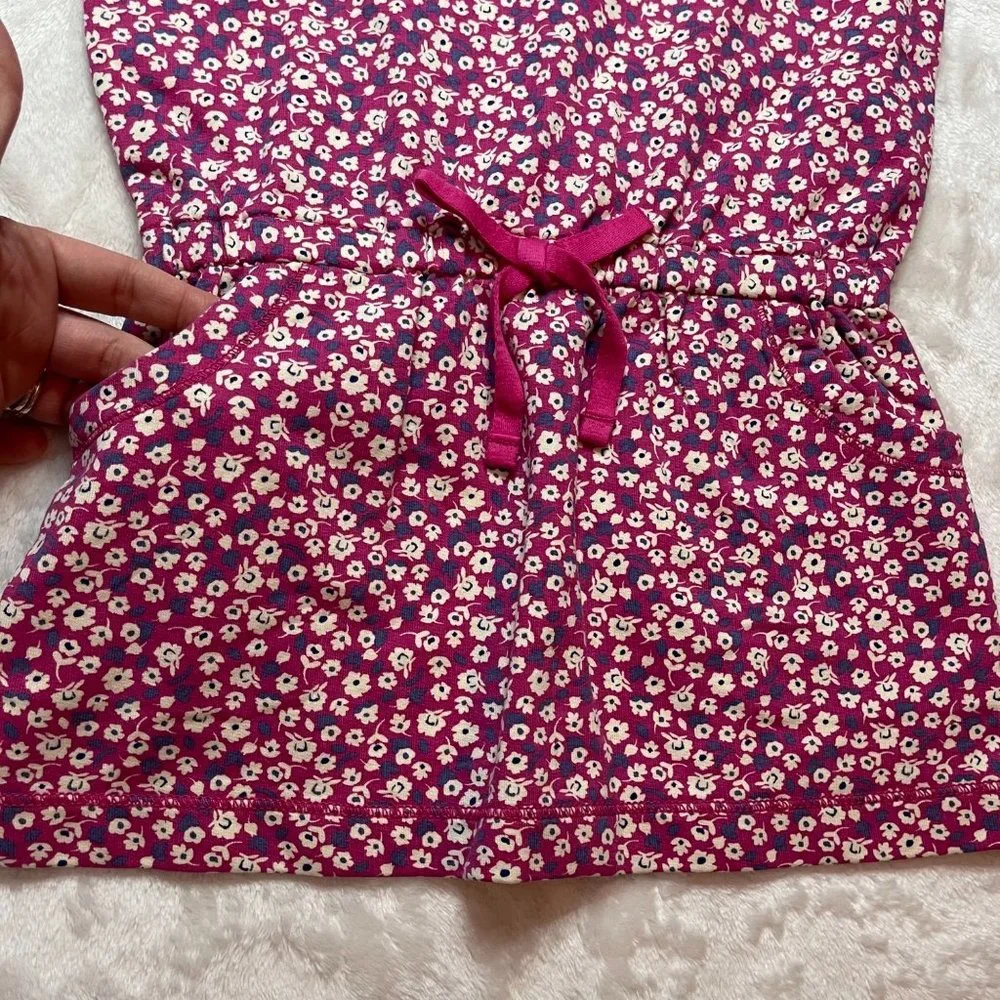 Tea Collection Ditsy Drawstring Dress Girls Size‎ 5 100% Cotton Pink, Floral NEW